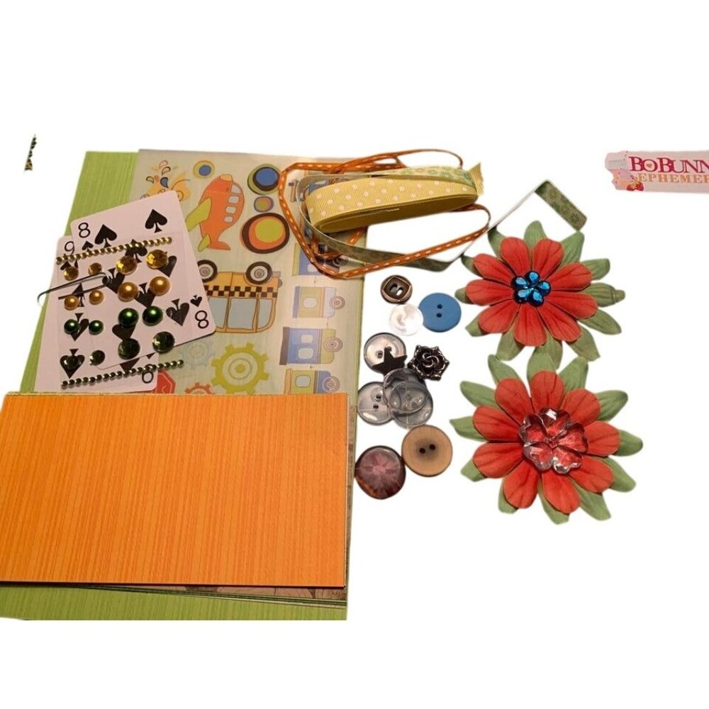 Bo Bunny Lemonade Stand Embellishment Set Scrapbooking Ephemera Bundle Paper But